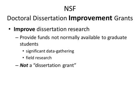 Dissertation improvement grant nsf sociology