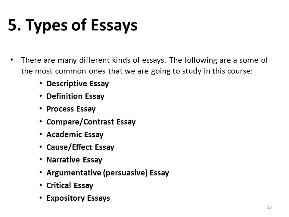 What types of essays are there